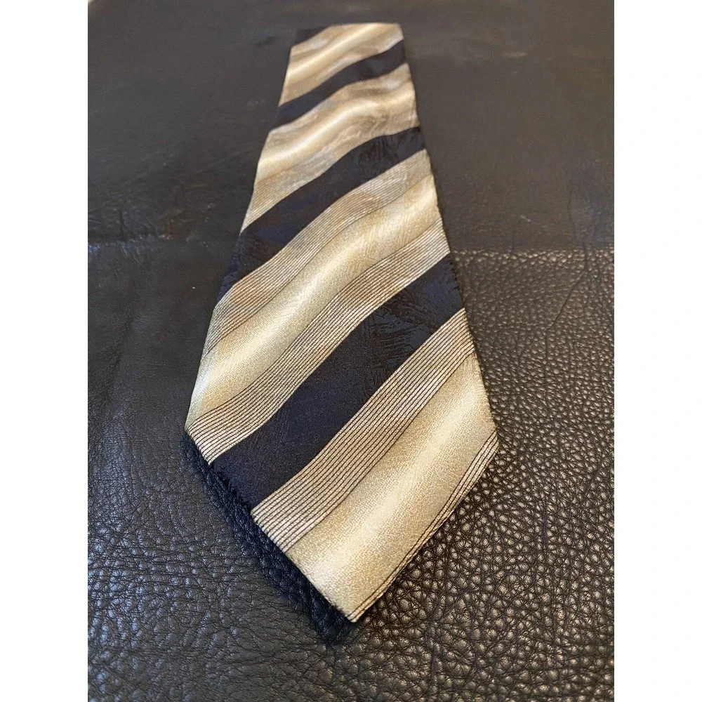 Bardelli Roma Mens Necktie Black Tan Geometric 100% Silk Made In Italy Classic